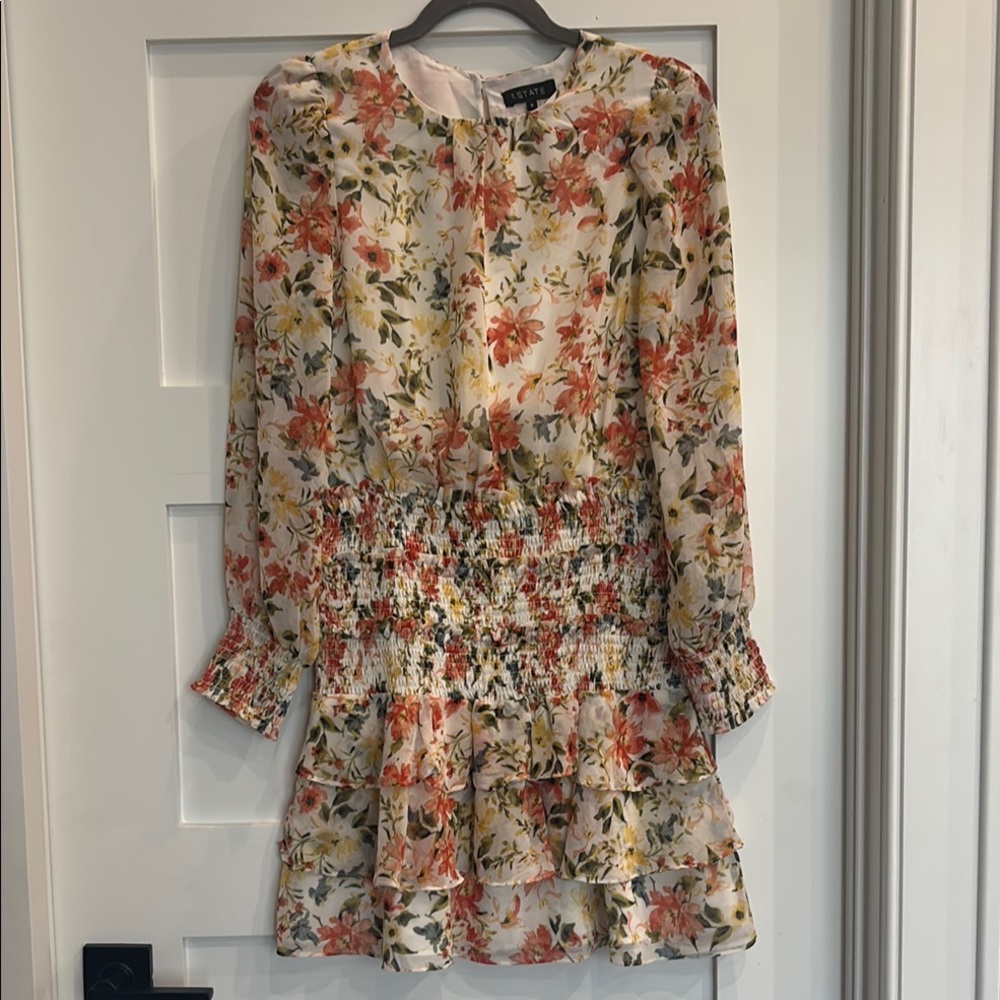 Floral Long Sleeve Dress with beautiful smocked detail